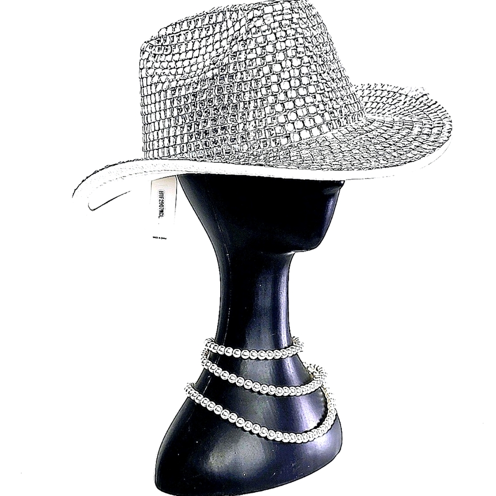 Beloved Millinery Western Elegance Rhinestone Bling Cowboy Hat White Silver